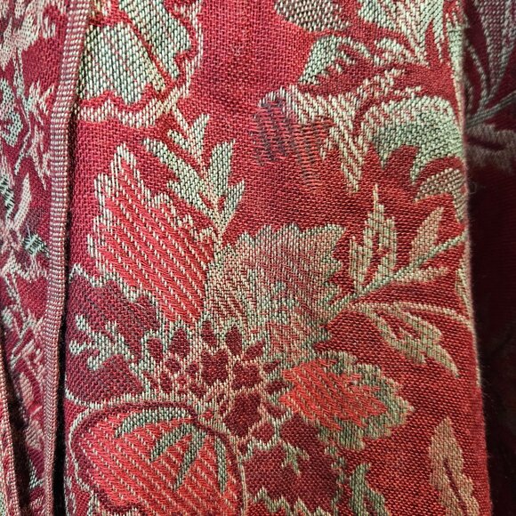 Woman's red/brick red cottagecore autumn floral reversable fringe shawl wrap OS - Picture 5 of 9